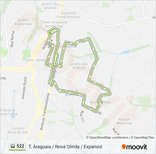 522 Bus Line Map