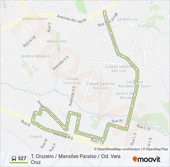 Mapa da linha 527 de ônibus