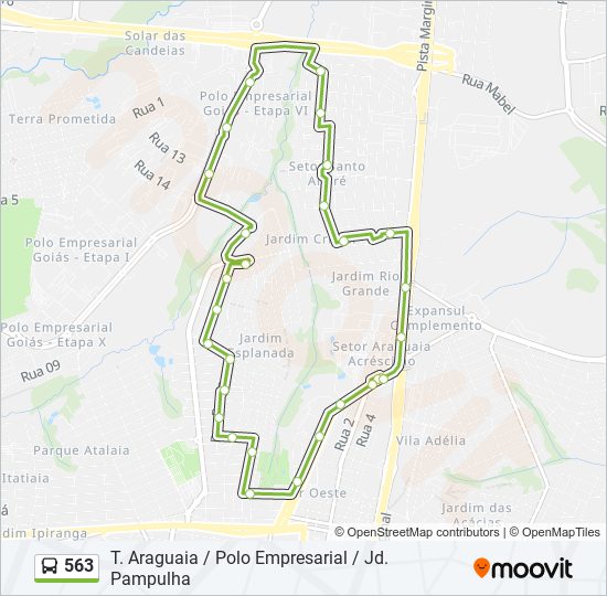 Mapa da linha 563 de ônibus