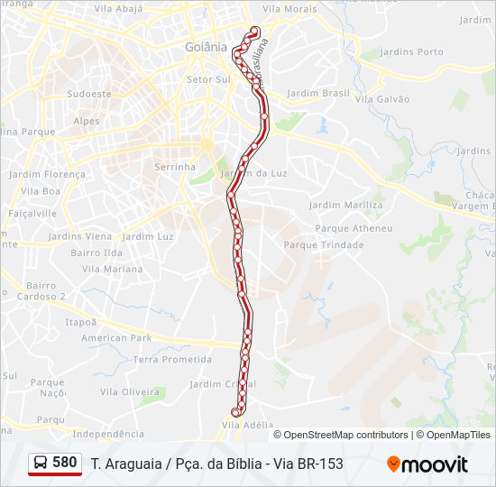 Mapa de 580 de autobús