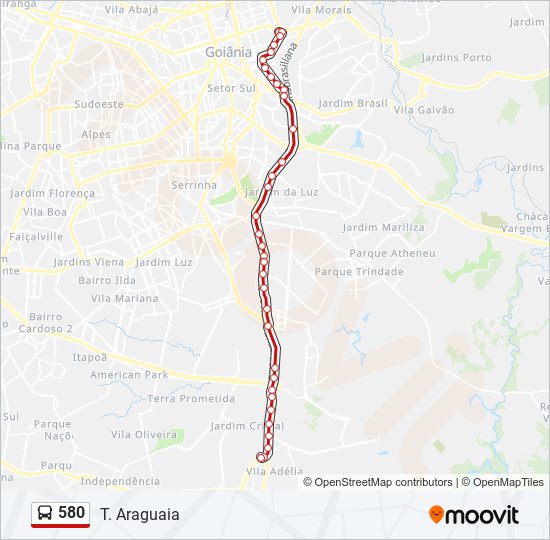 Mapa de 580 de autobús