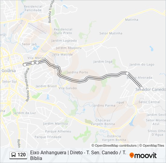 Mapa da linha 120 de ônibus