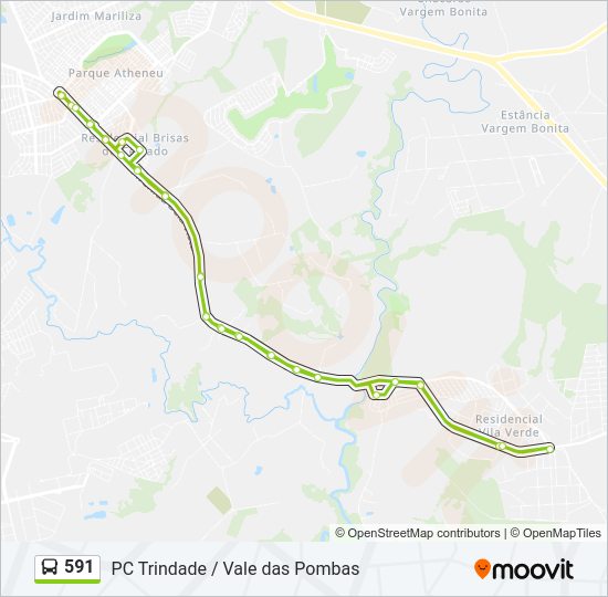 Mapa da linha 591 de ônibus