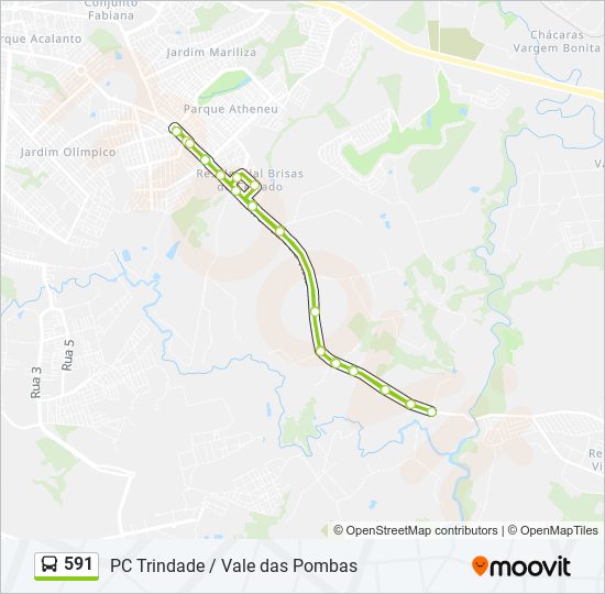 Mapa da linha 591 de ônibus