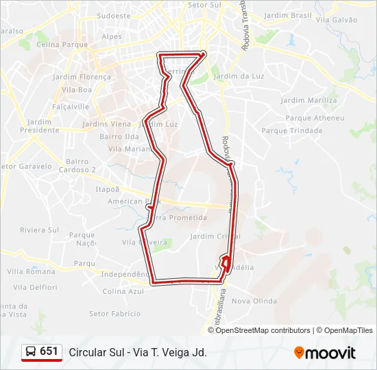 651 Bus Line Map