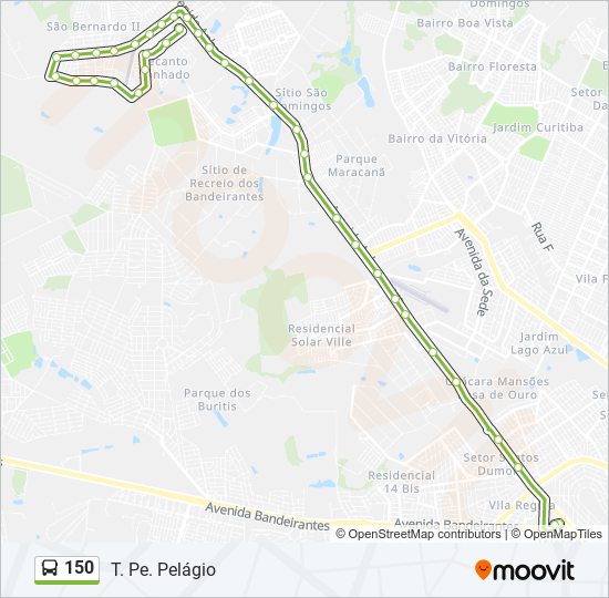 Mapa da linha 150 de ônibus