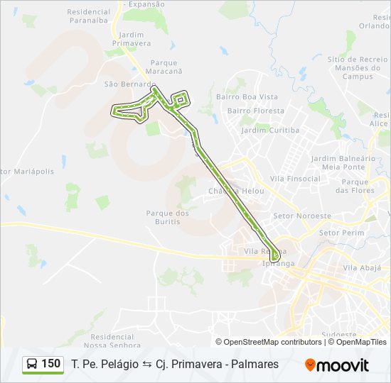 Mapa de 150 de autobús