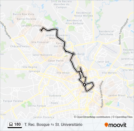 180 bus Line Map