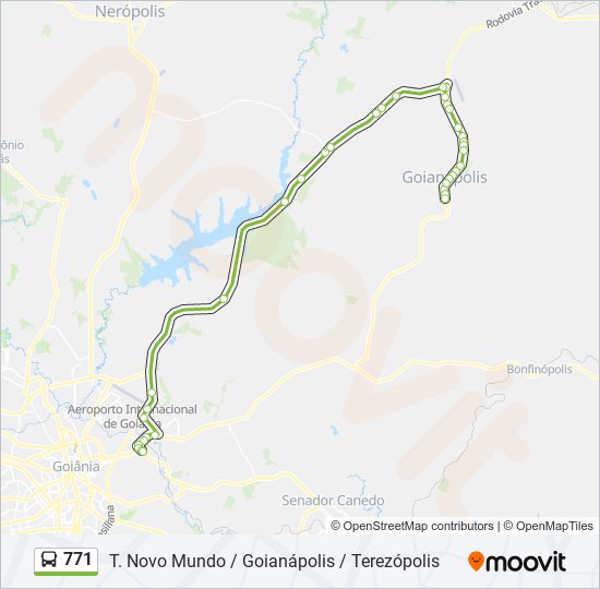 Mapa da linha 771 de ônibus