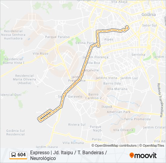 Mapa de 604 de autobús