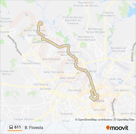 Mapa de 611 de autobús