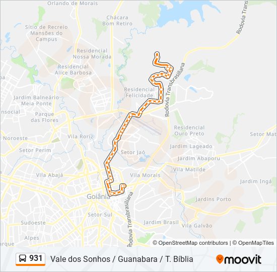 Mapa de 931 de autobús