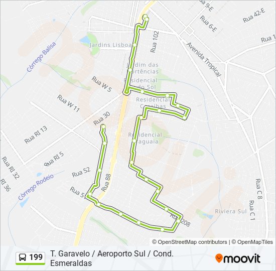 Mapa de 199 de autobús