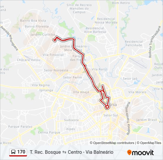 Mapa de 170 de autobús