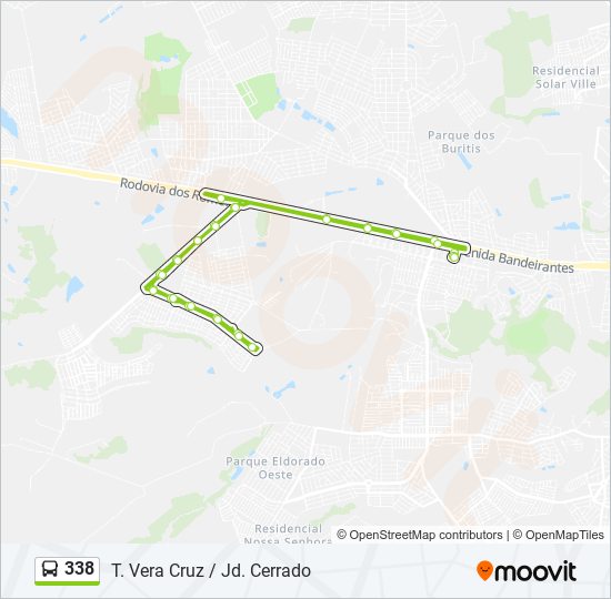 Mapa da linha 338 de ônibus