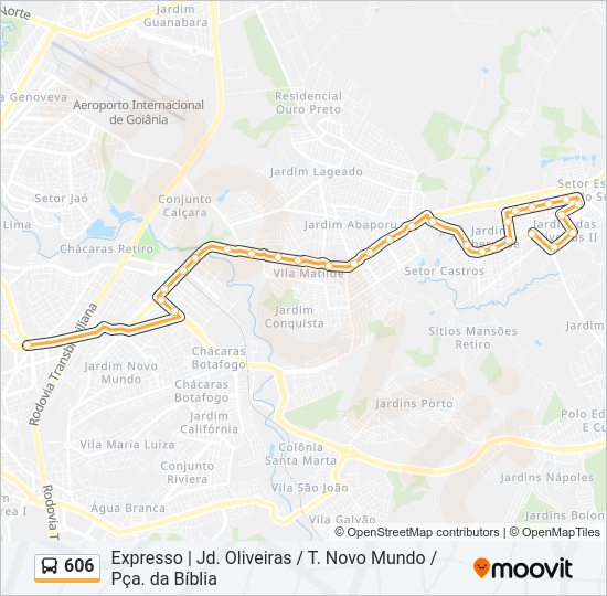 Mapa da linha 606 de ônibus