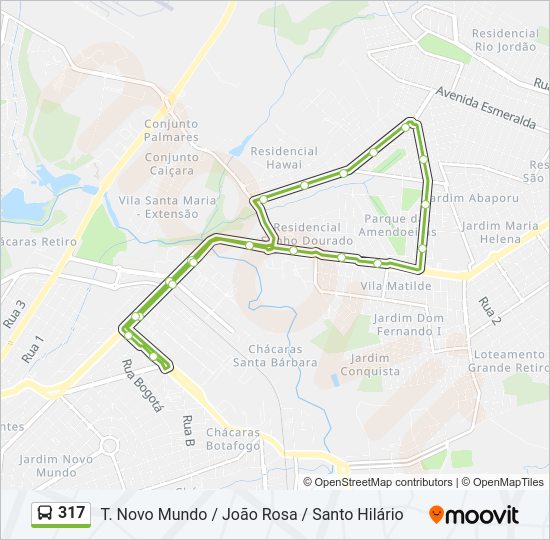 Mapa da linha 317 de ônibus