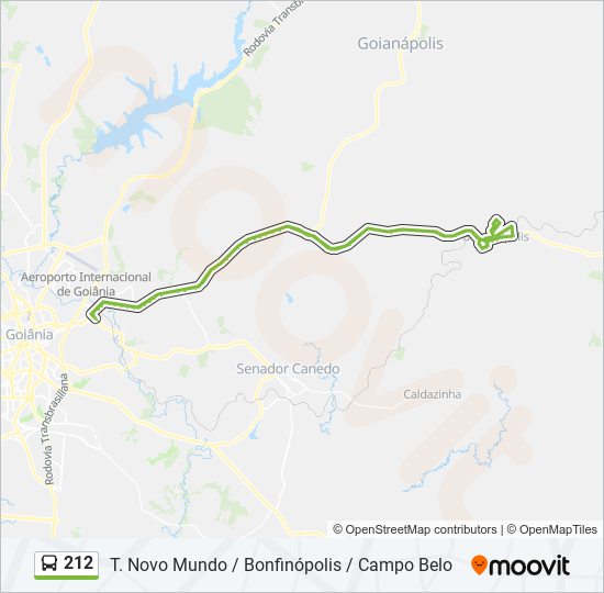 Mapa da linha 212 de ônibus