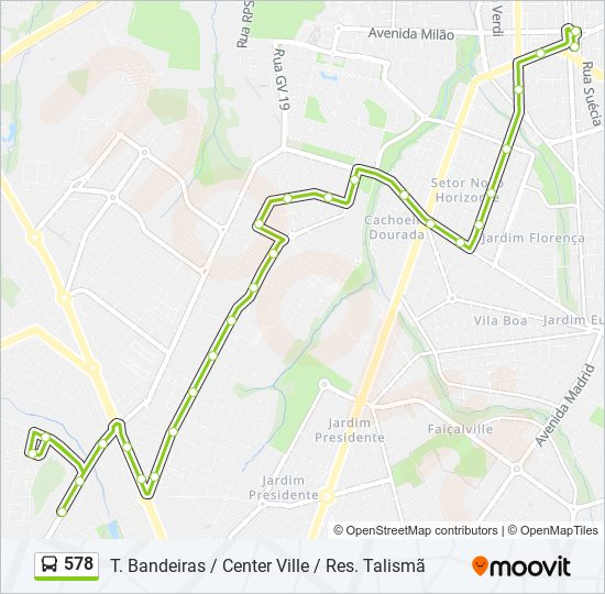 Mapa de 578 de autobús