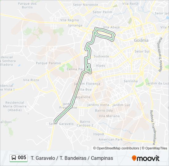 Mapa de 005 de autobús