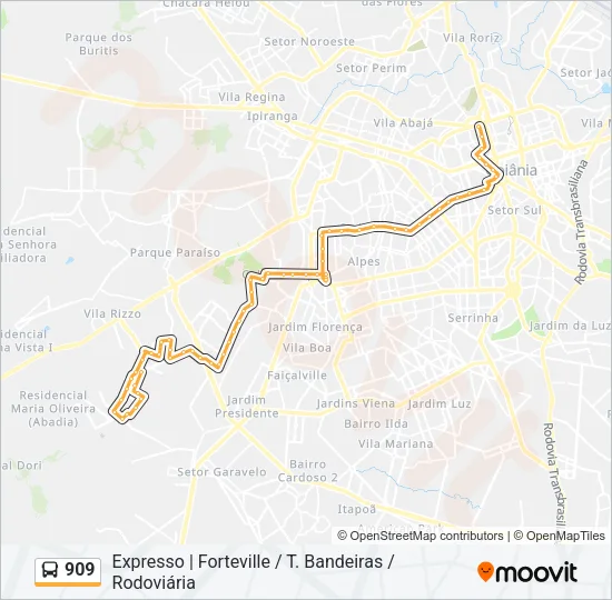 909 Bus Line Map