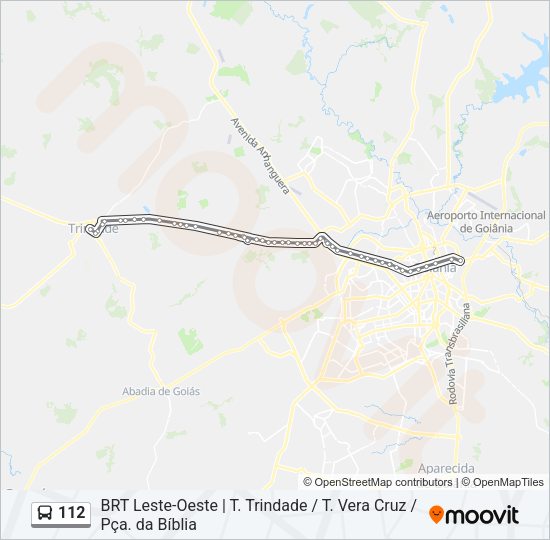 Mapa da linha 112 de ônibus