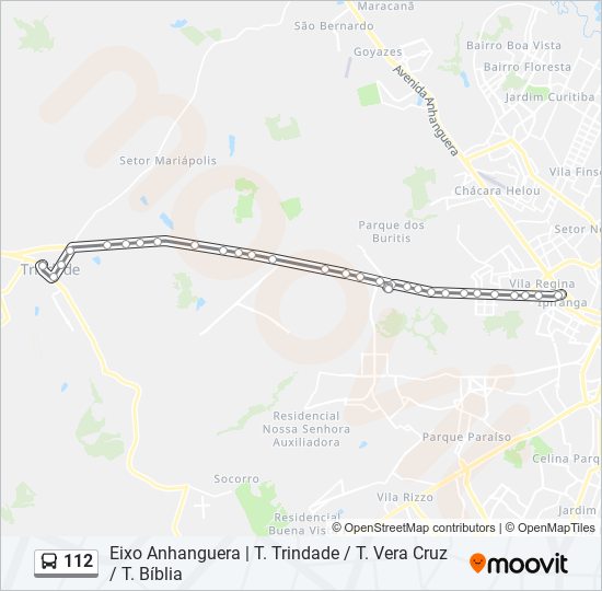 Mapa da linha 112 de ônibus