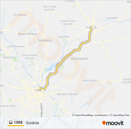 Mapa da linha 1008 de ônibus