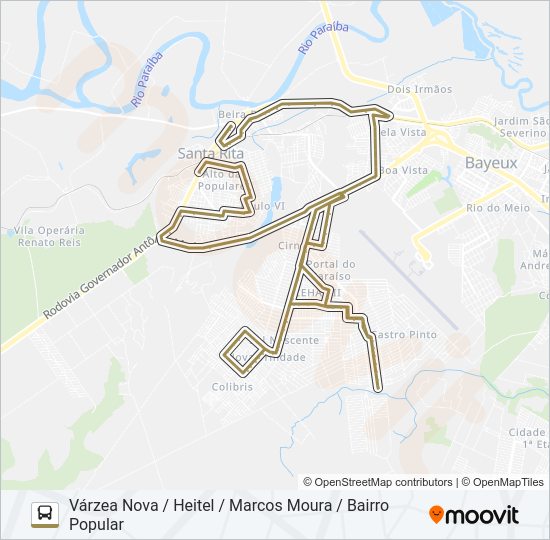 Mapa da linha CIRCULAR de ônibus