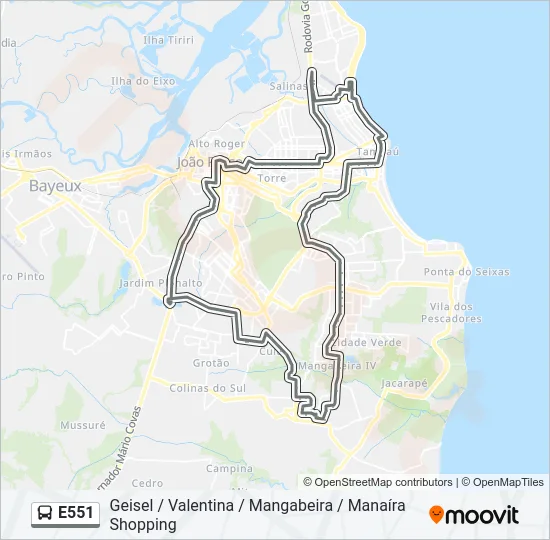 E551 Bus Line Map