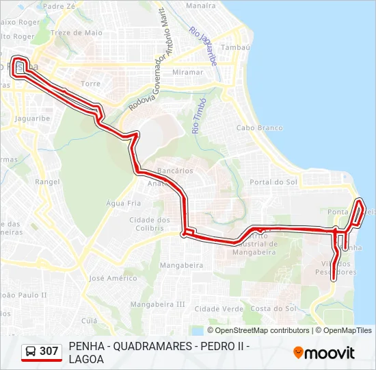 307 Bus Line Map