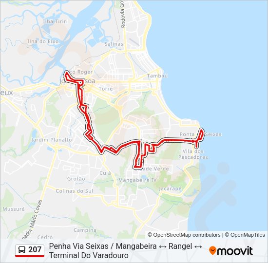 Mapa da linha 207 de ônibus