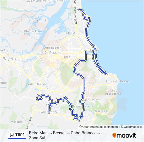 T001 Bus Line Map