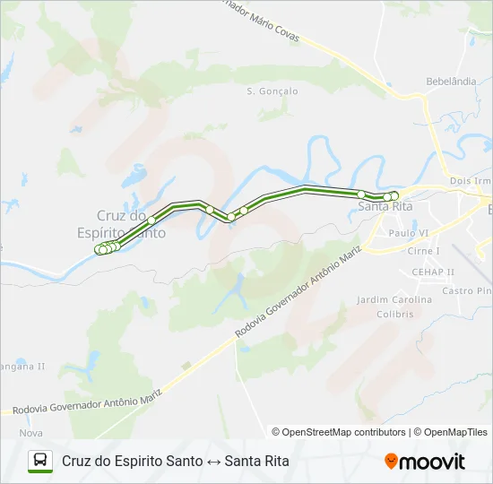 CRUZ DO ESPIRITO SANTO Bus Line Map