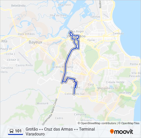 Mapa de 101 de autobús