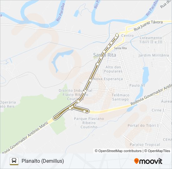 Mapa de PLANALTO de autobús