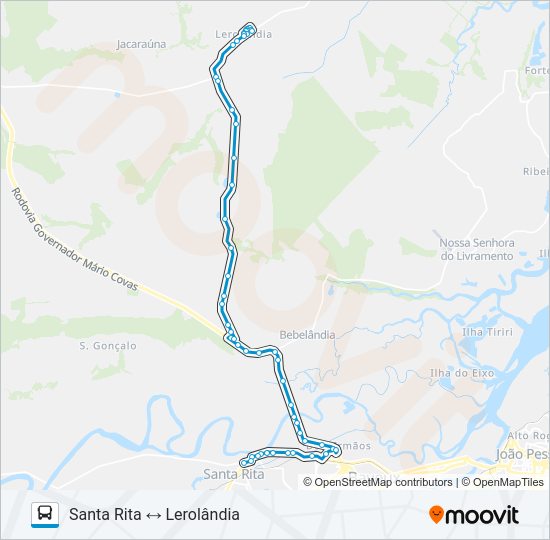 Mapa da linha LEROLÂNDIA de ônibus
