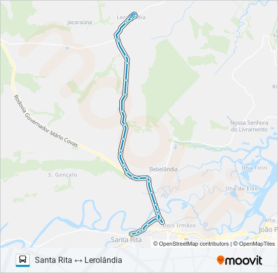 Mapa da linha LEROLÂNDIA de ônibus