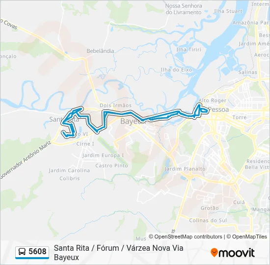 Rota da linha 5608: horários, paradas e mapas - Santa Rita / Fórum ...