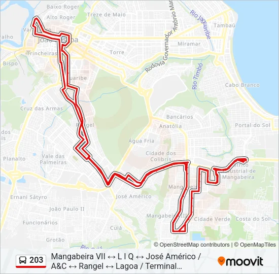 203 Bus Line Map