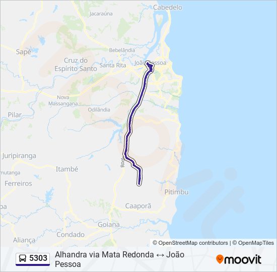 Mapa de 5303 de autobús