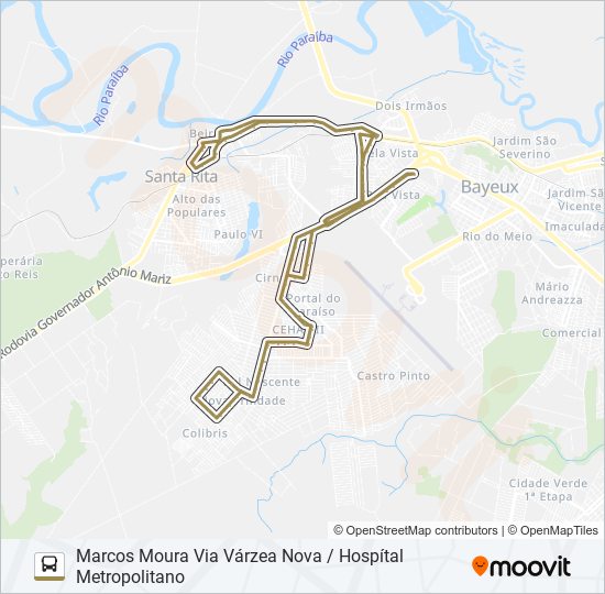 Mapa da linha MARCOS MOURA de ônibus