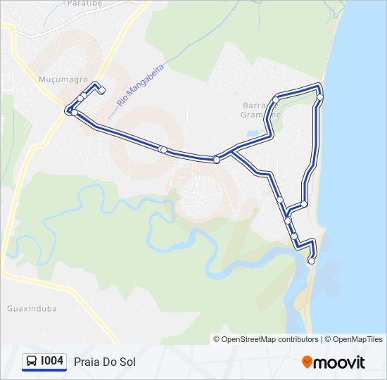 Mapa da linha I004 de ônibus
