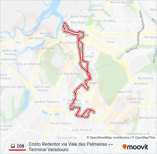 208 Bus Line Map