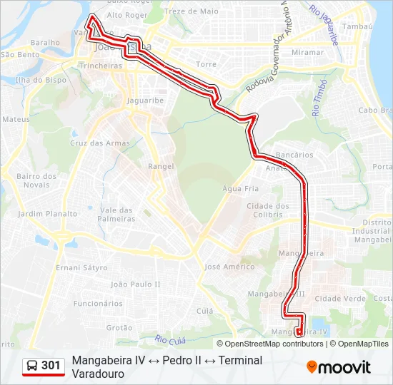 301 Bus Line Map