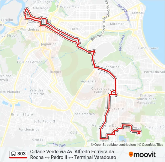 303 Bus Line Map
