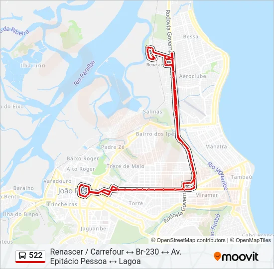 522 Bus Line Map