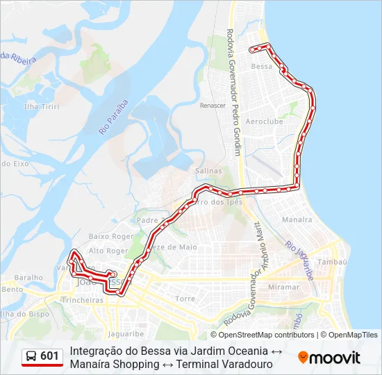 601 Bus Line Map