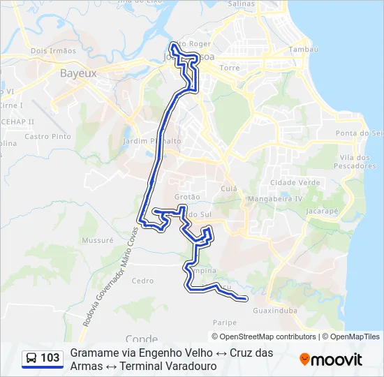 103 Bus Line Map