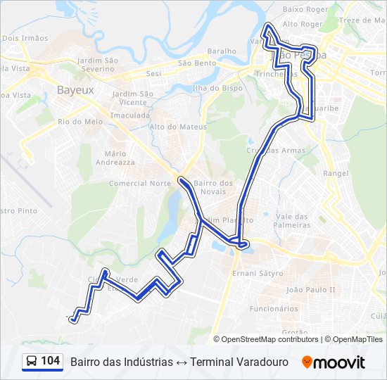 Mapa de 104 de autobús